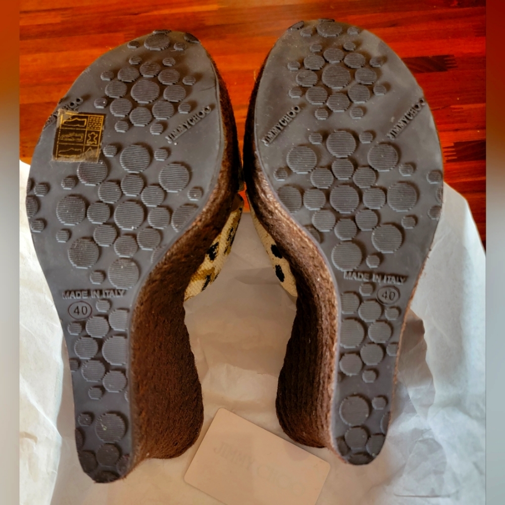 Jimmy Choo Leopard Print Wedge Sandals - Picture 4 of 8